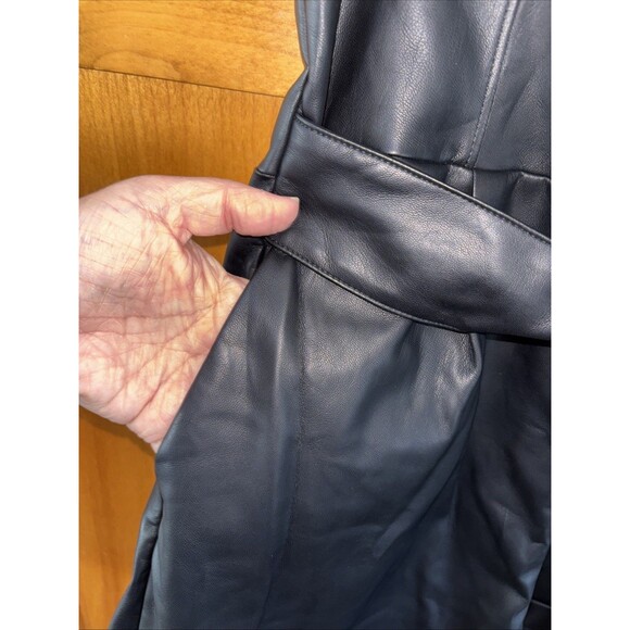 Express Faux Leather Romper Black New Strapless Pockets Belted Lined Cuffed 14 - Picture 3 of 9